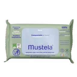 Серветки вологі дитячі для тіла Mustela Bebe Cleansing Wipes 60 шт.ШК 3504105038700
