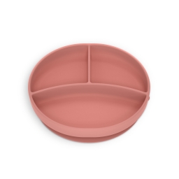 Тарілка силіконова для вводу прикорму на 3 секції, +6 місяців, "Colour Essence", рожева