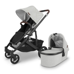 Універсальна коляска 2 в 1 UPPAbaby CRUZ V2 + Carrycot  Anthony White and Grey chenille/Carbon frame/Chestnut leather