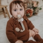 Кліпса для пустушки із тканинною стрічкою, "Wonderland", бежева з малюнком - lebebe-boutique - 2