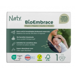 Органічні дитячі підгузки BioEmbrace "NATY" (розмір 1, 2-5 кг) Naty, 25 шт