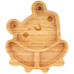 Дитяча бамбукова секційна тарілка на присосці Miniland Frog
