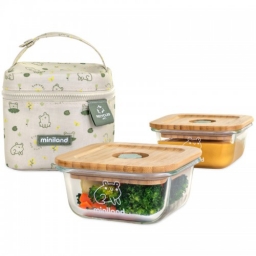 Термосумка із контейнерами (скло) 2x210 мл Pack-2-go EcoSquare Frog