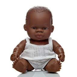 Лялька-пупс 21см хлопчик-афроамериканець у білизні Miniland