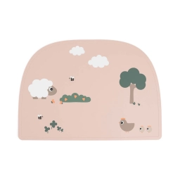 Силіконовий килимок під тарілку Tiny Farm, пудровий