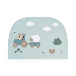 Силіконовий килимок під тарілку Tiny Farm, синій