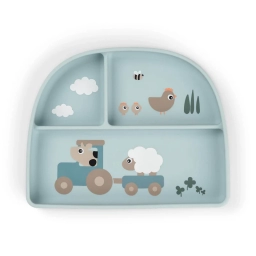 Секційна тарілка Stick&Stay Tiny Farm, синій