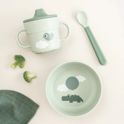 Перший набір для їжі Foodie з присоскою Happy Clouds Зелений