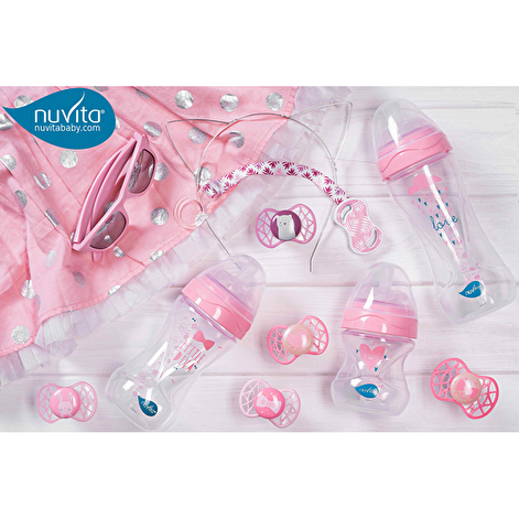 Nuvita Пустушка Air55 Cool 0міс+, симетрична, з ковпачком, світиться у темряві, серце, рожевий - lebebe-boutique - 5