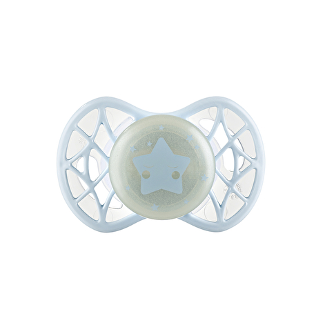 Nuvita Пустушка Air55 Cool 0міс+, ортодонтична, з ковпачком, світиться у темряві, зірка, аквамариновий