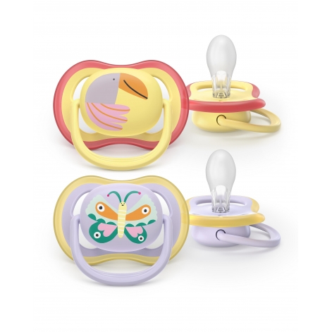 Пустушка Avent Ultra Air, 0-6 міс., 2 шт, дизайн для дівчат. - lebebe-boutique - 2