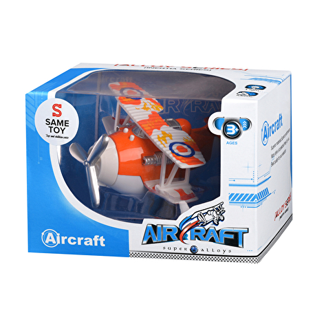 Same Toy Літак металевий інерційний Aircraft зі світлом і звуком (помаранчевий) - lebebe-boutique - 5