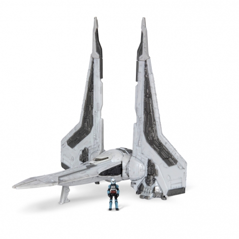 Star Wars Ігрова колекційна фігурка Medium Vehicle Транспорт та фігурка Kom'rk-Class Mandalorian Starfighter 12.5см