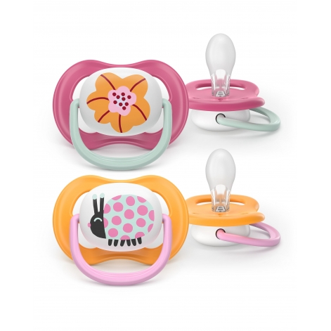 Пустушка Avent Ultra Air, 6-18 міс., 2шт, дизайн для дівчат. - lebebe-boutique - 2