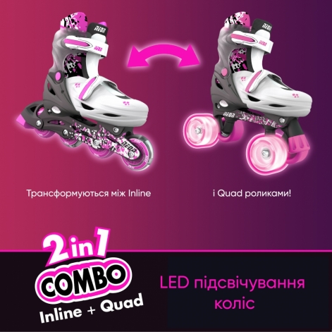 NEON Ролики COMBO SKATES Рожевий (Размер 30-33) - lebebe-boutique - 9