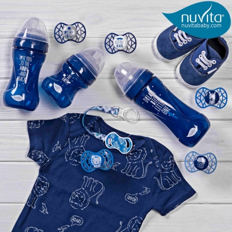 Дитяча антиколікова пляшечка Mimic® Nuvita, 250 мл, темно - синя - lebebe-boutique - 3
