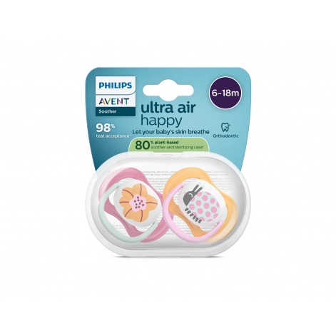 Пустушка Avent Ultra Air, 6-18 міс., 2шт, дизайн для дівчат. - lebebe-boutique - 11