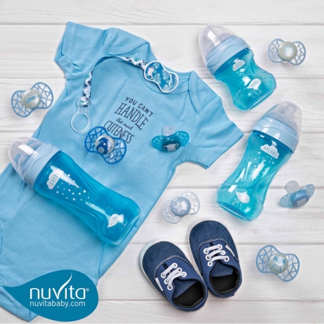 Дитяча антиколікова пляшечка Mimic® Nuvita, 330 мл, блакитна - lebebe-boutique - 2