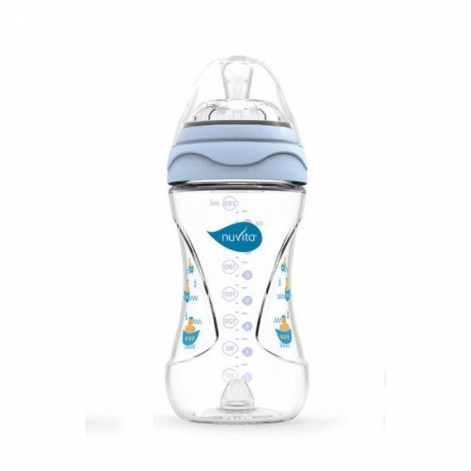 Nuvita Feeding bottle Mimic 250ml. 3m+ Colic reduction, blue