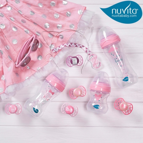 Дитяча антиколікова пляшечка Mimic® Nuvita, 330 мл, світло - рожева - lebebe-boutique - 2