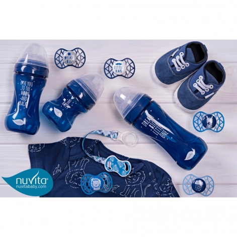 Дитяча антиколікова пляшечка Mimic® Nuvita, 330 мл, темно - синя - lebebe-boutique - 10