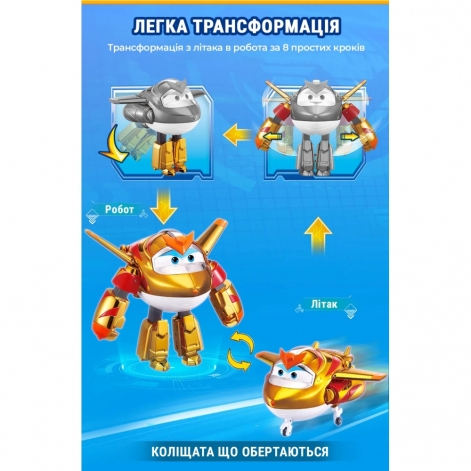 Super Wings Ігровий набір Transforming Золотий Хлопчик і улюбленець (Golden Boy & Pet) - lebebe-boutique - 6