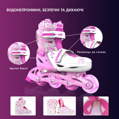Роликові ковзани Neon Combo Skates, рожевий 30-33 - lebebe-boutique - 9