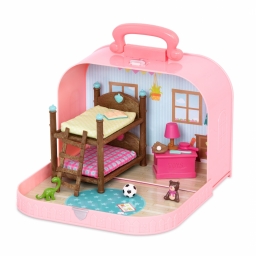 Li`l Woodzeez Ігровий набір - Кейс рожевий (Двох'ярусне ліжко) з аксесуарами
