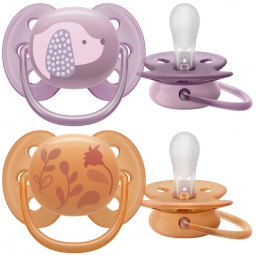 Пустушка Avent Ultra Soft, 6-18 міс., дизайн для дівчат, 2 шт.