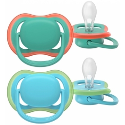 Пустушка Avent Ultra Air, 6-18 міс., 2 шт, дизайн для хлопчиків.