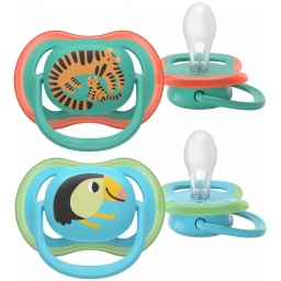 Пустушка Avent Ultra Air, 6-18 міс., 2шт, дизайн для хлопчиків.