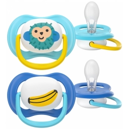 Пустушка Avent Ultra Air, 6-18 міс., 2шт, дизайн для хлопчиків.