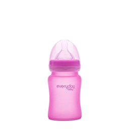 Стеклянная термочувствительная детская бутылочка Everyday Baby 150 мл. Цвет малиновый