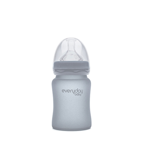 Скляна дитяча пляшечка з силіконовим захистом 150 мл торговельної марки Everyday Baby колір сірий. - lebebe-boutique - 2