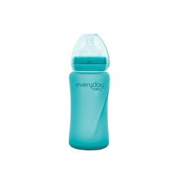 Стеклянная термочувствительная детская бутылочка Everyday Baby 240 мл, цвет бирюзовый