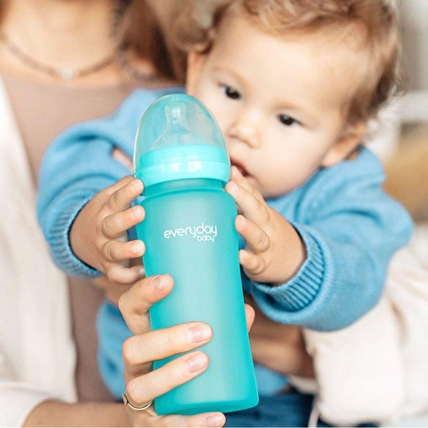 Скляна дитяча термочутлива пляшечка 240 мл торговельної марки “Everyday Baby” колір бірюзовий - lebebe-boutique - 3