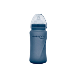 Стеклянная термочувствительная детская бутылочка Everyday Baby 240 мл, цвет черничный