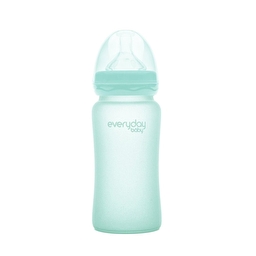Стеклянная детская бутылочка с силиконовой защитой Everyday Baby 240 мл. Цвет мятный