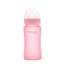 Стеклянная детская бутылочка с силиконовой защитой Everyday Baby 240 мл. Цвет розовый