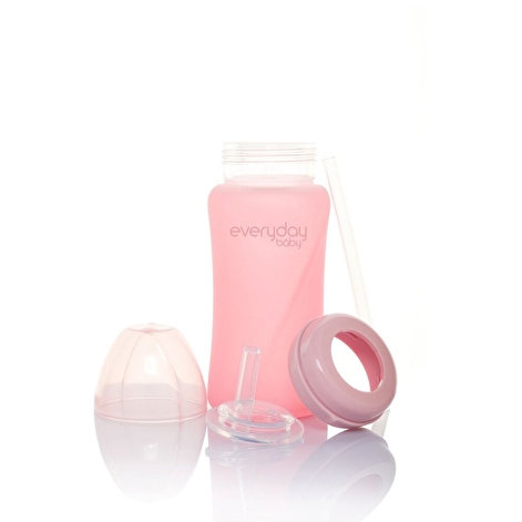 Скляна пляшечка з трубочкою для пиття з силіконовим захистом 240 мл  рожевий. - lebebe-boutique - 4