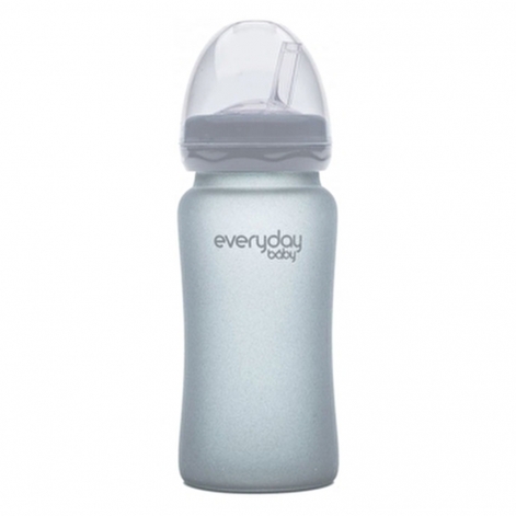 Скляна пляшечка з трубочкою для пиття з силіконовим захистом 240 мл торговельної марки “Everyday Baby” колір м’ятний.
