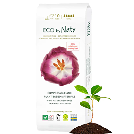 Послеродовые органические прокладки ECO by Naty Extra 10 шт. (с крылышками)