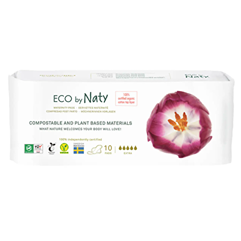 Післяпологові органічні прокладки ECO by Naty Extra 10 шт. (з крильцями) - lebebe-boutique - 2