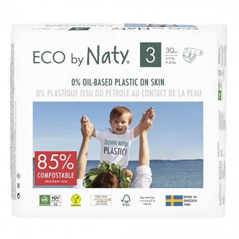 Подгузники Eco by Naty размер 3, рекомендуемый вес 4-9 кг, 30 шт