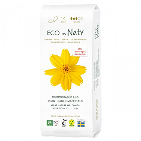 Одноразовые гигиенические женские прокладки ECO BY NATY, 14шт