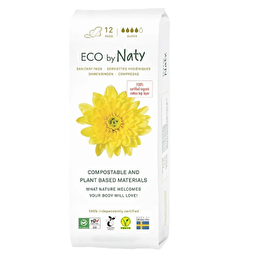 Одноразові гігієнічні жіночі прокладки торговельної марки ECO BY NATY. 12шт