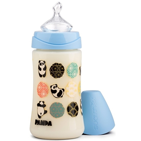 Пляшка для годування Suavinex Історії панди 270 мл, анатомічна соска середній потік блакитна панда - lebebe-boutique - 2