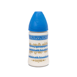 Пляшка для годування Suavinex Couture 270 мл, кругла 3-позиційна соска темно-синя