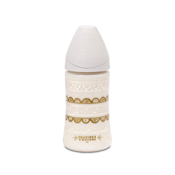 Пляшка для годування Suavinex Couture 270 мл, кругла 3-позиційна соска сіра