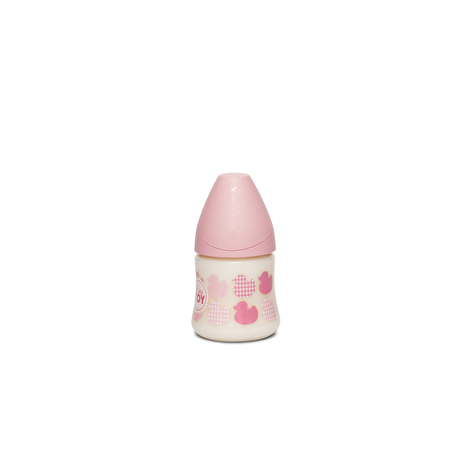 Пляшка для годування Suavinex Історії малюків 150 мл, анатомічна соска повільний потік рожева